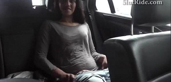  Gipsy teen gives blowjob and gets fingering in Taxi
